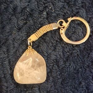 Gold Chain Rose Quartz Keychain Pendant